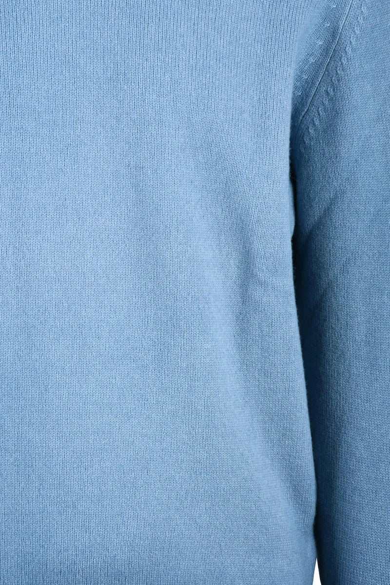 Light Blue Virgin Wool Cashmere Men's Pullover