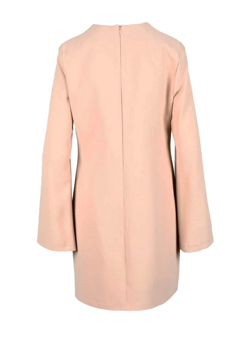 Beige Dress with Deep V-Neckline
