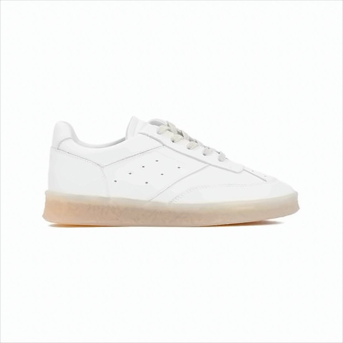 Low-Top Sneakers With Translucent Rubber Sole And Perforated Detailing