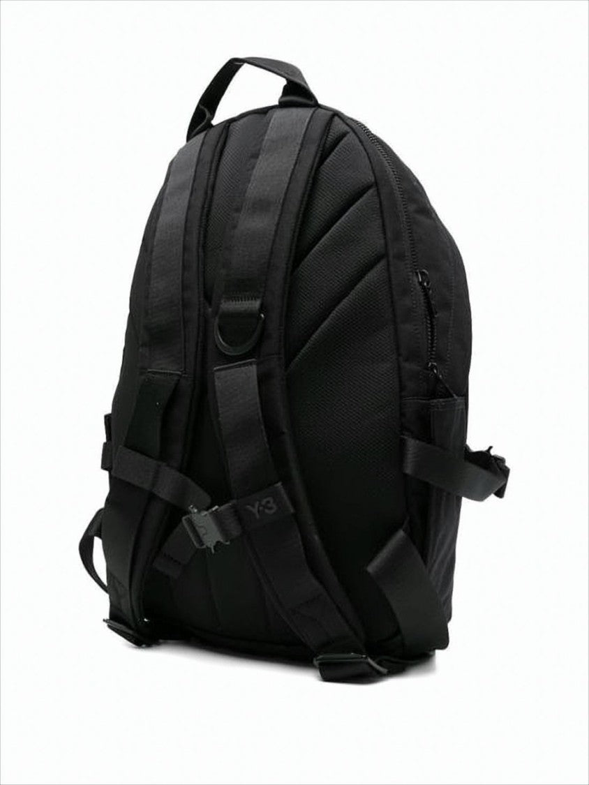 Black Polyamide Minimalist Backpack with Padded Straps