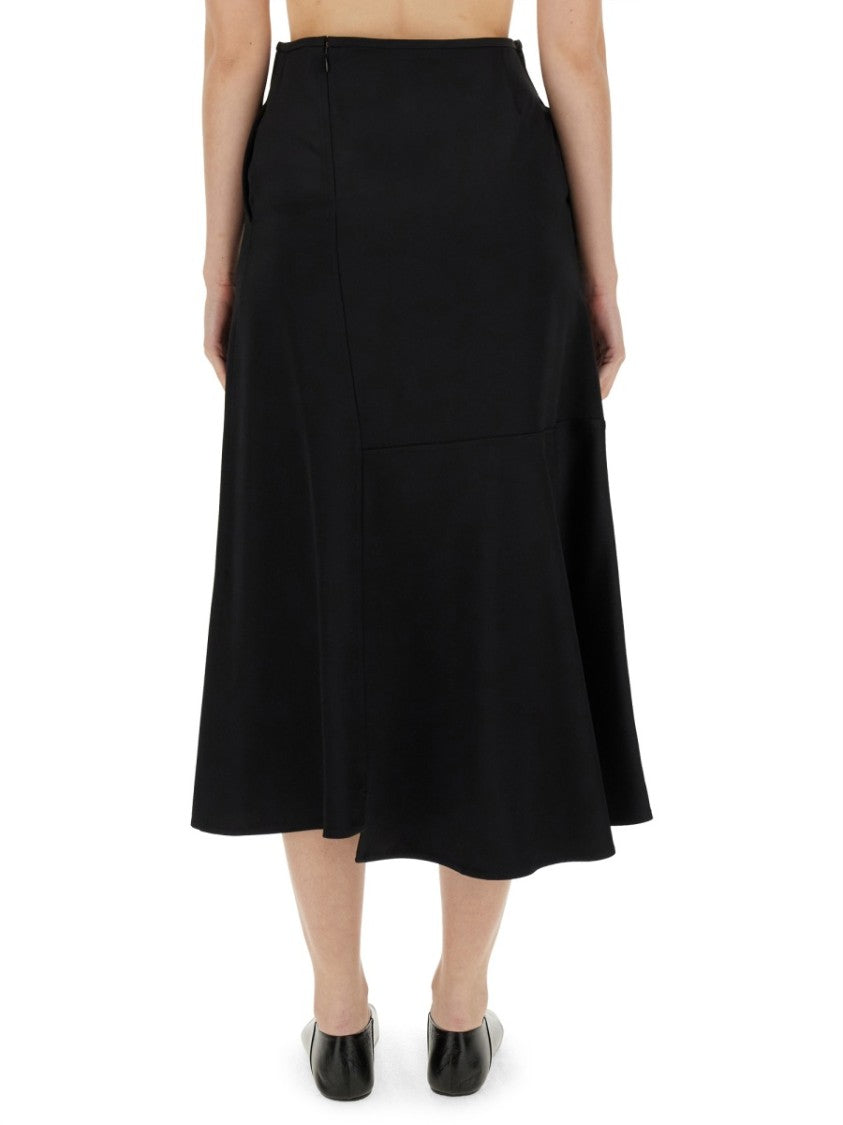 Flared Black Midi Skirt