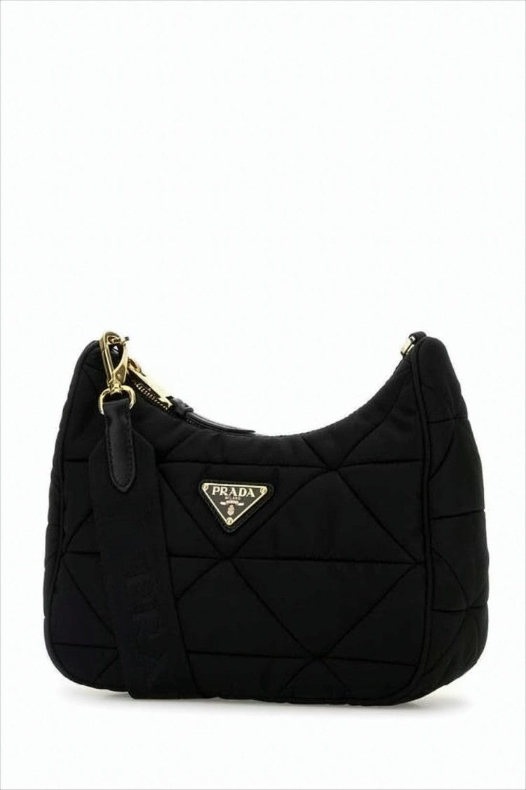 Quilted Shoulder Bag with Geometric Stitching