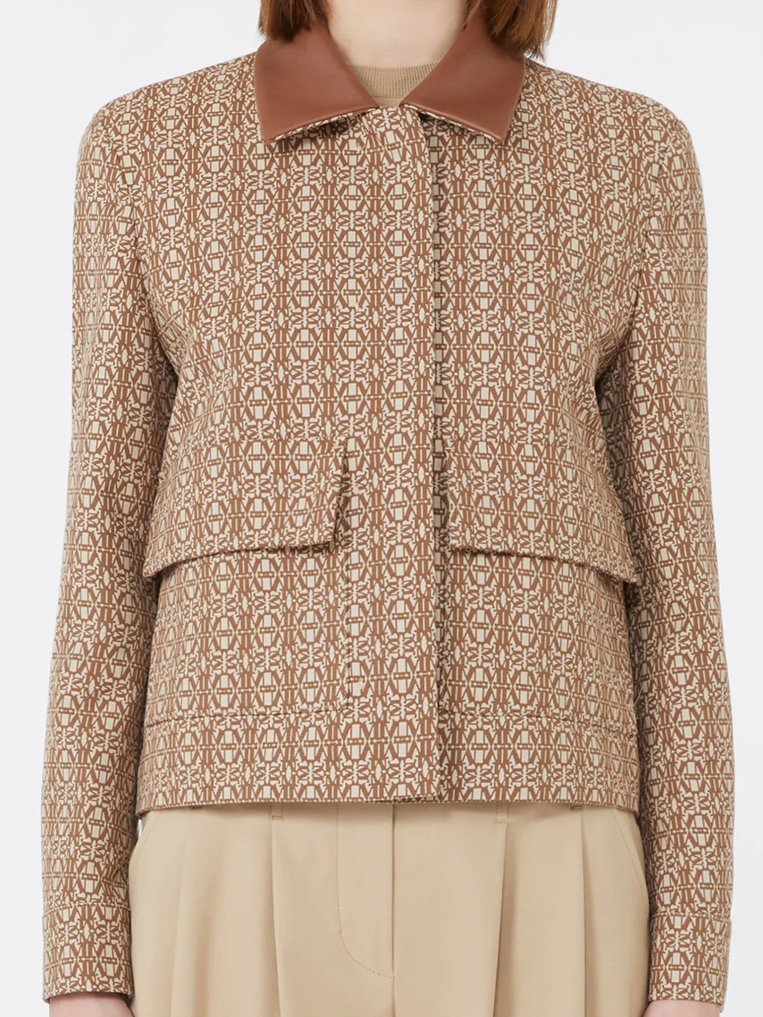Cropped Jacket With Geometric Pattern