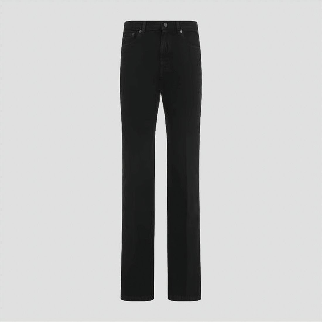Straight-Leg Black Denim Pants with Mid-Rise Waist