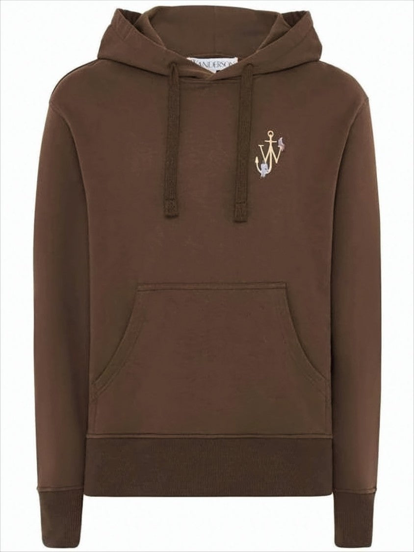 Relaxed Fit Brown Hoodie with Embroidered Logo