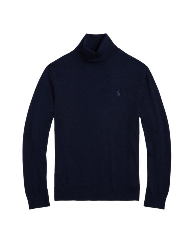 Refined Turtleneck Sweater in Deep Navy Wool