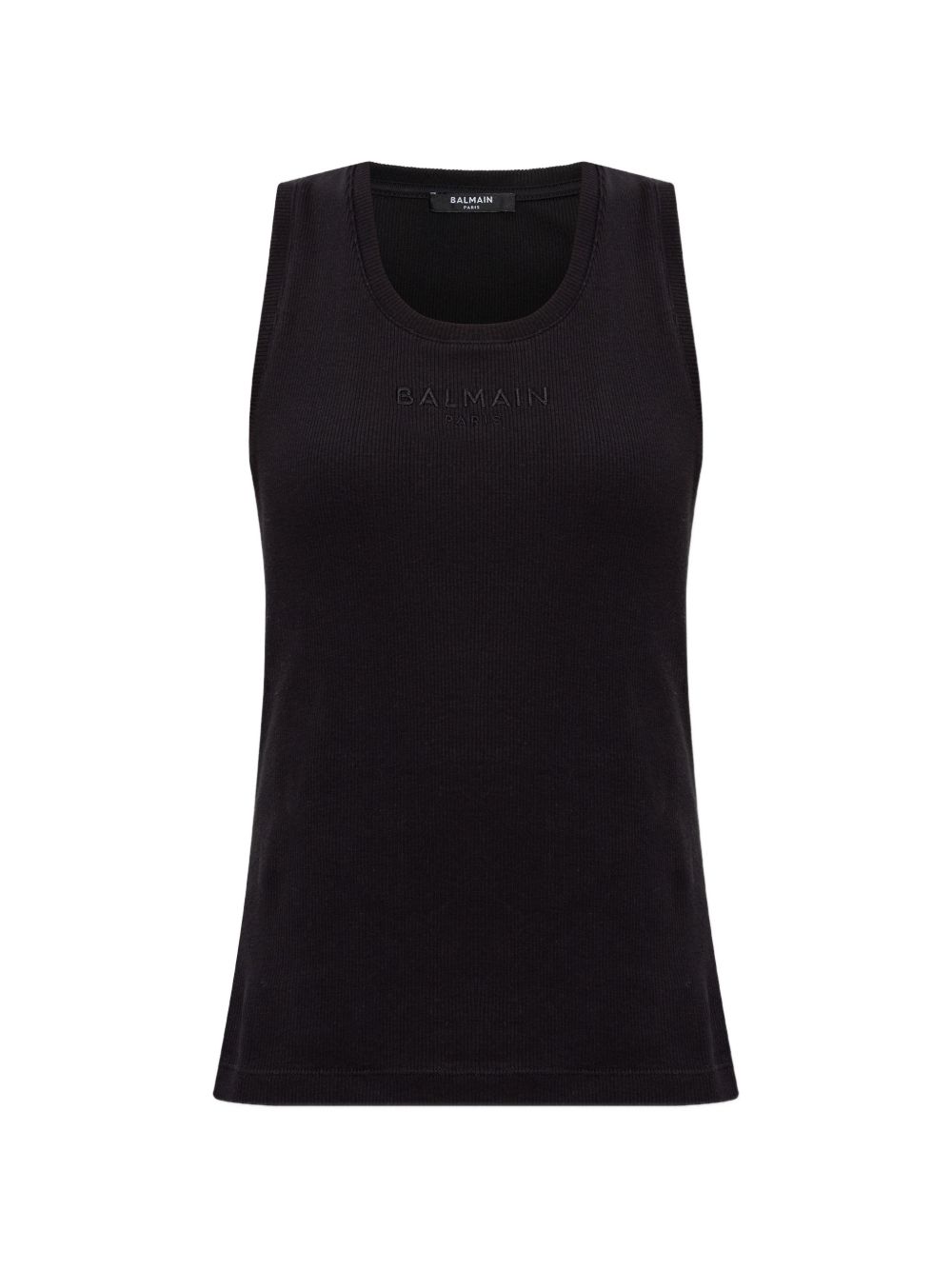 Sleeveless Black Top with Round Neckline