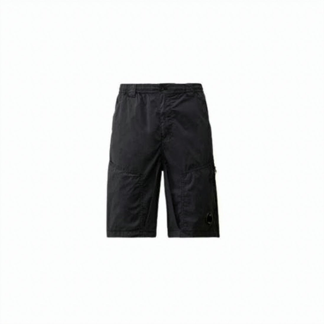 Knee-Length Black Shorts with Elastic Waistband and Subtle Logo