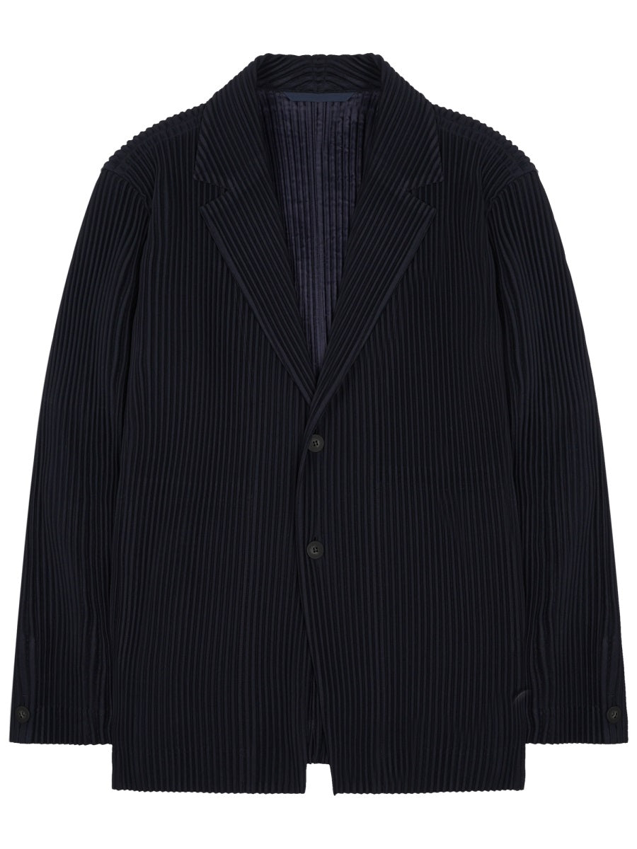 Pleated Textured Jacket With Notched Lapel