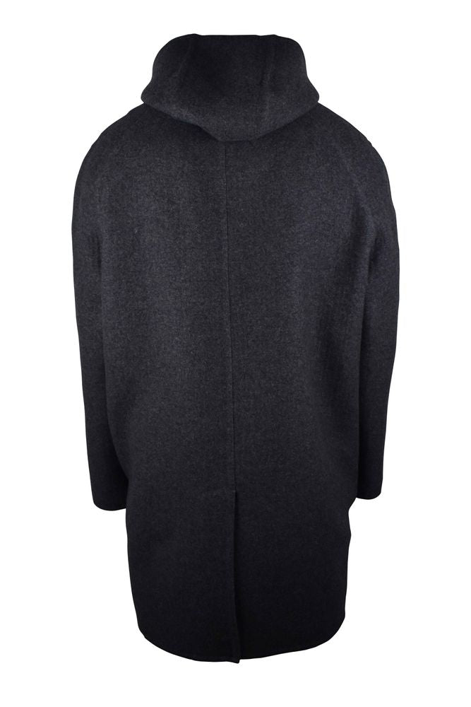 Hooded Wool-Silk-Cashmere Blend Coat With Ribbed Details