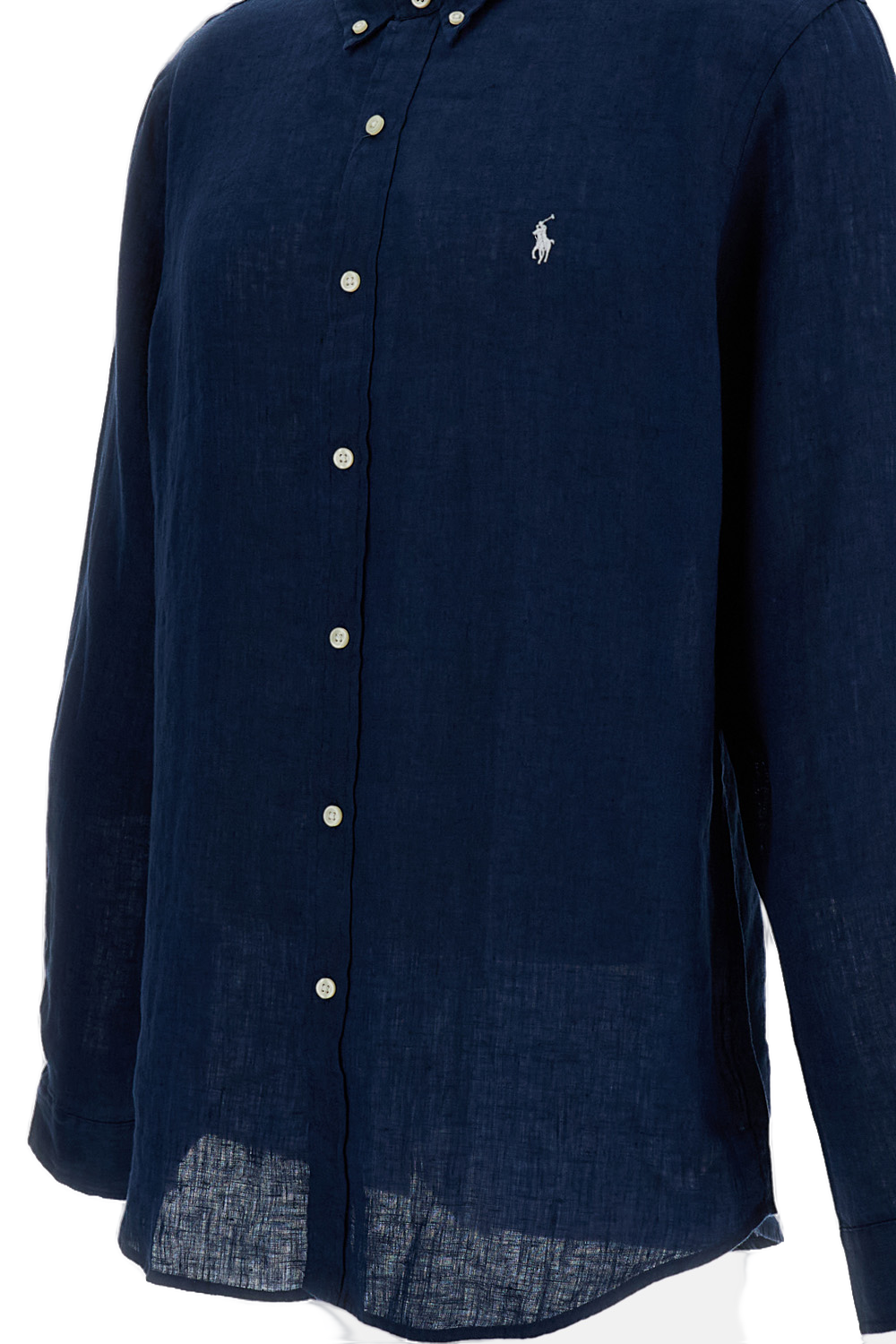 Blue Linen Button-Down Shirt