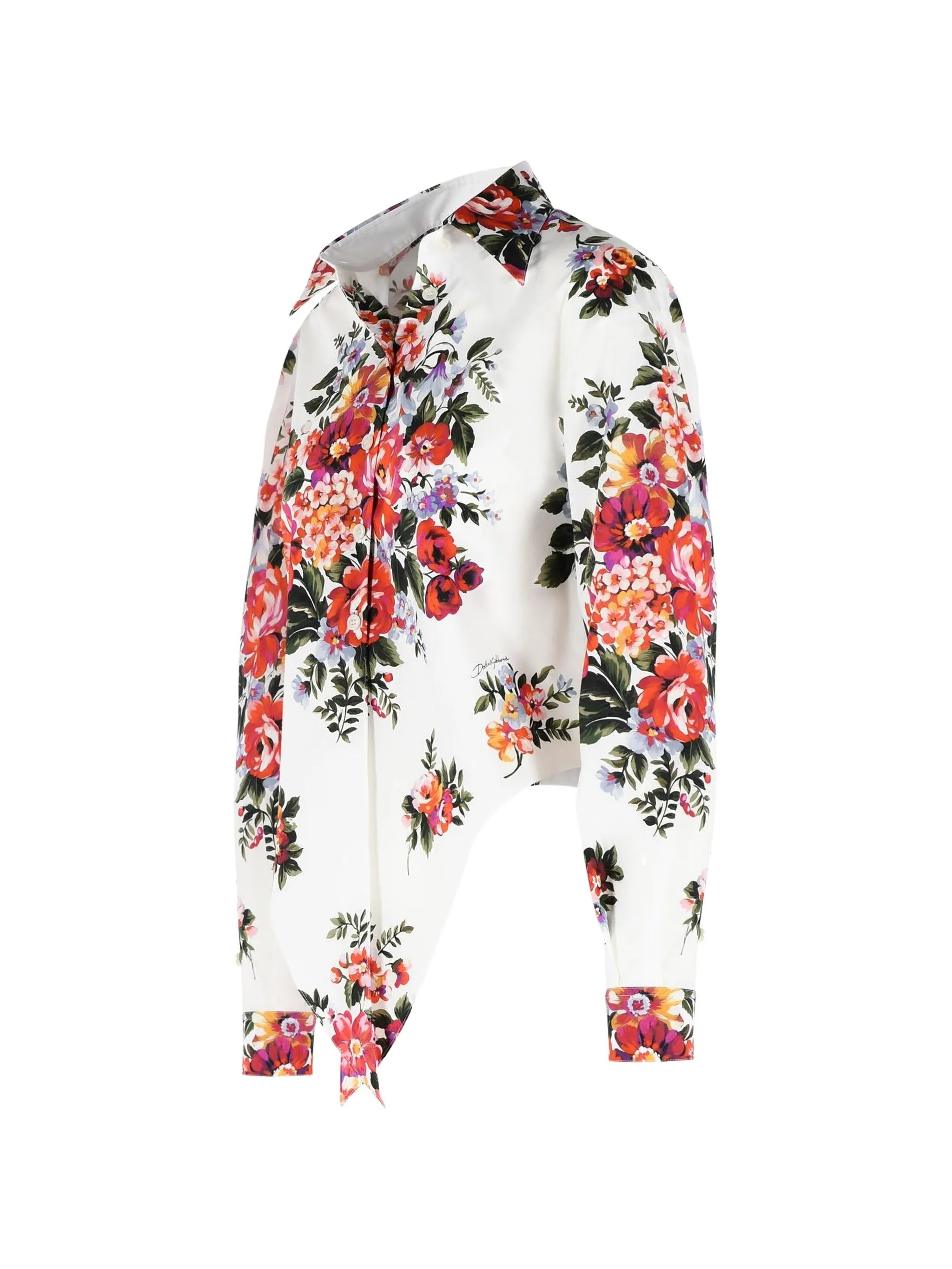 Long-Sleeved Floral Print Cotton Shirt