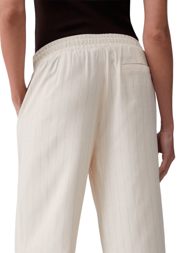 Pinstripe Relaxed Fit Pants with Elastic Waistband