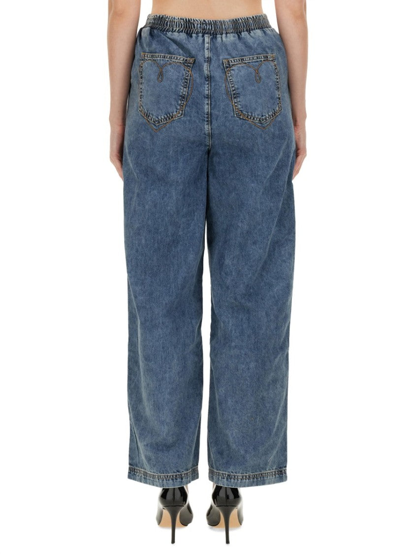 Wide-Leg Denim Trousers With High Waist