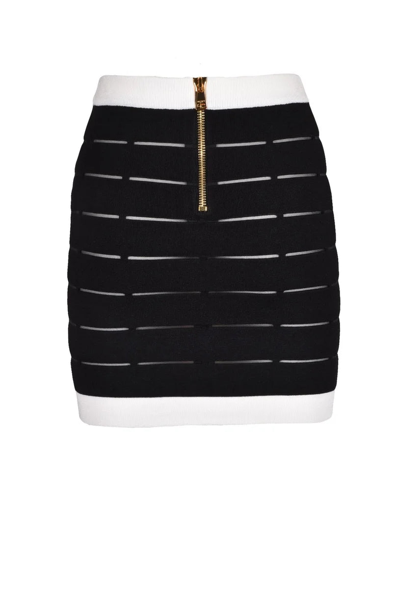 Knit Mini Skirt - Black/White