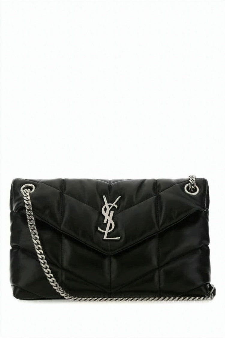 Quilted Lambskin Shoulder Bag with Silver-tone Chain Strap