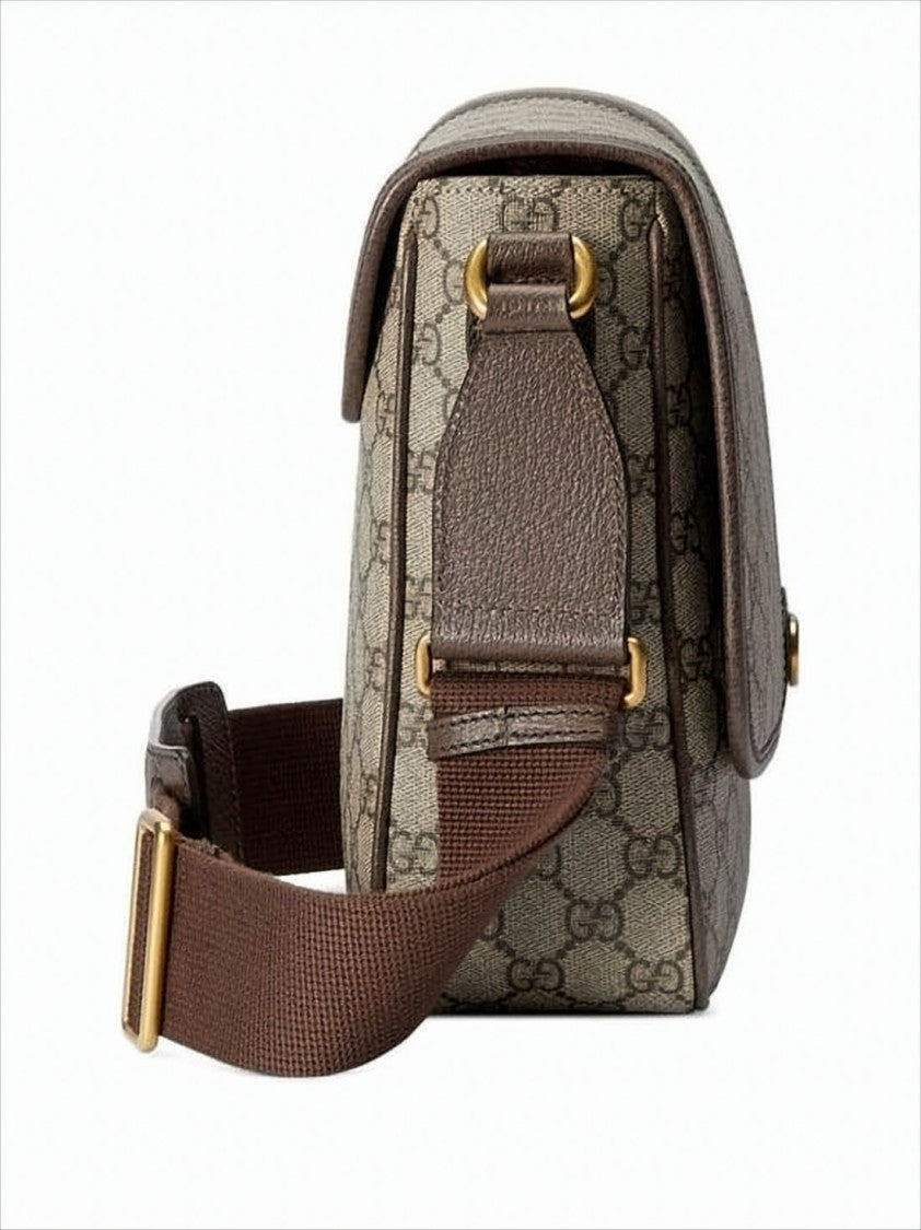 Monogram Canvas Crossbody Bag with Leather Trim