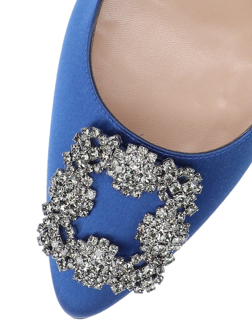 Pointed-Toe Mid-Height Stiletto Pumps with Decorative Embellishment