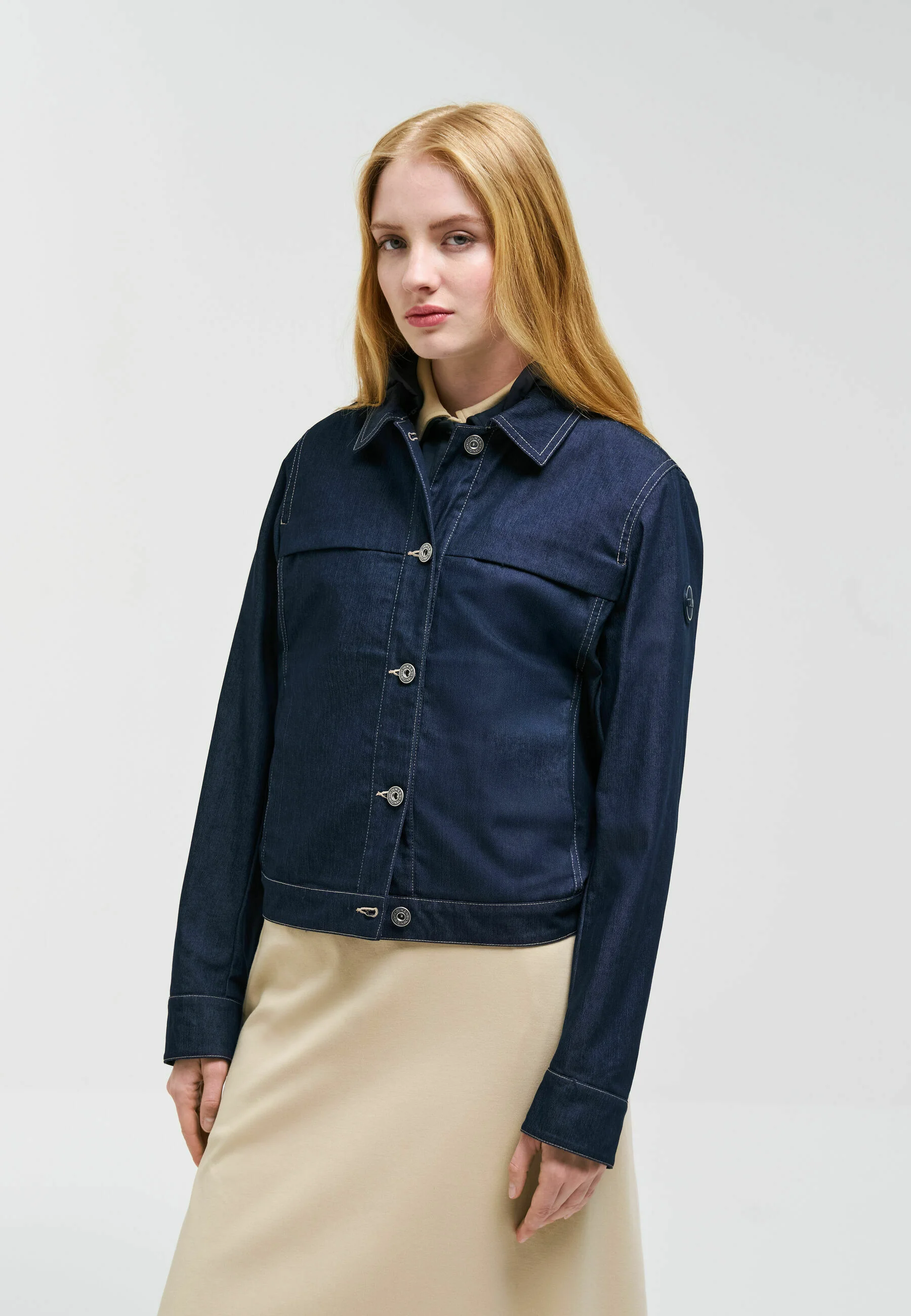 Navy Blue Hooded Denim Jacket
