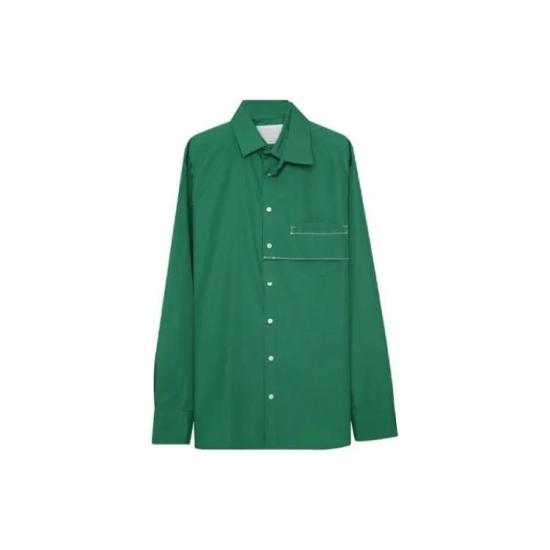 Long-Sleeve Asymmetrical Pocket Shirt with Classic Collar