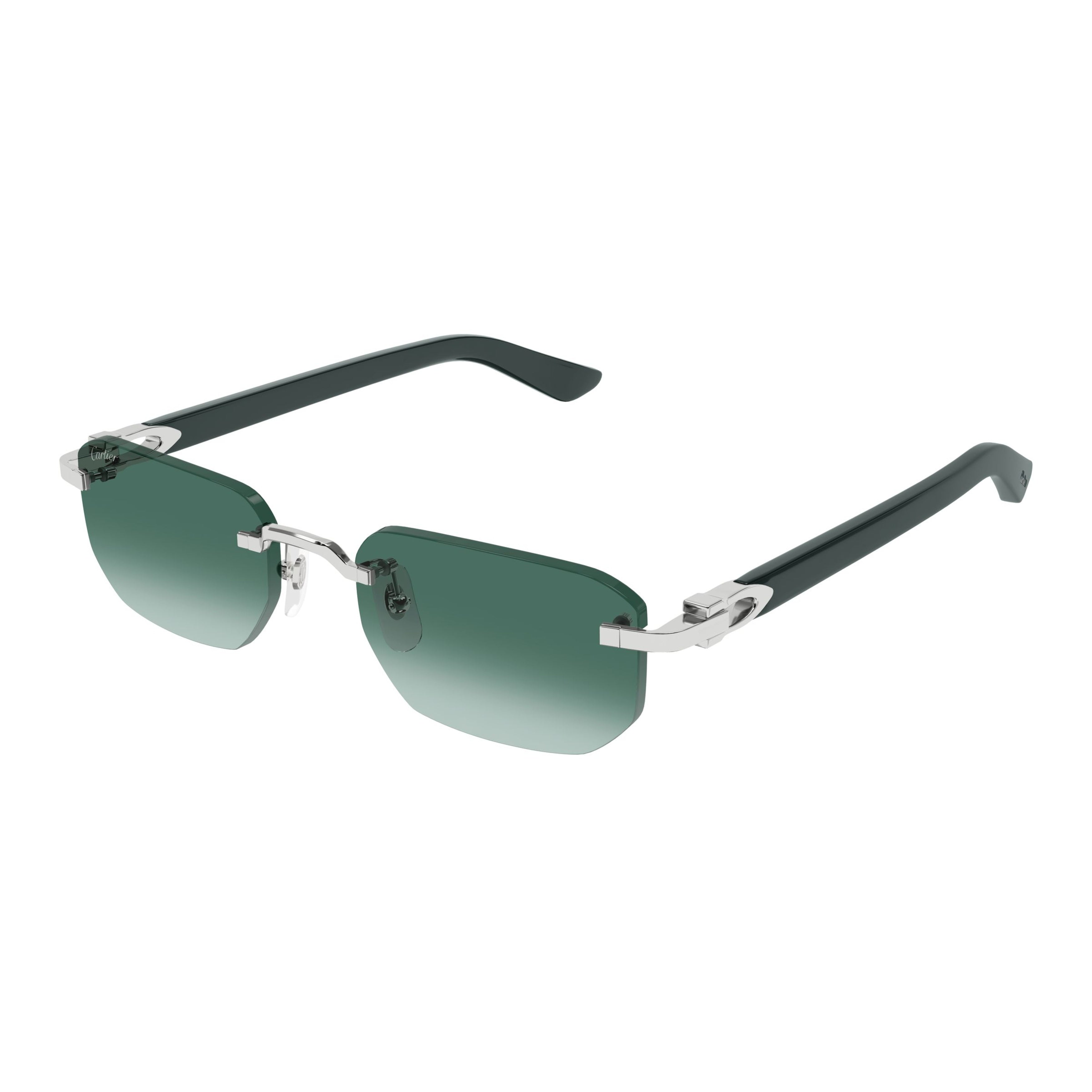 Rimless Sunglasses With Green Gradient Lenses
