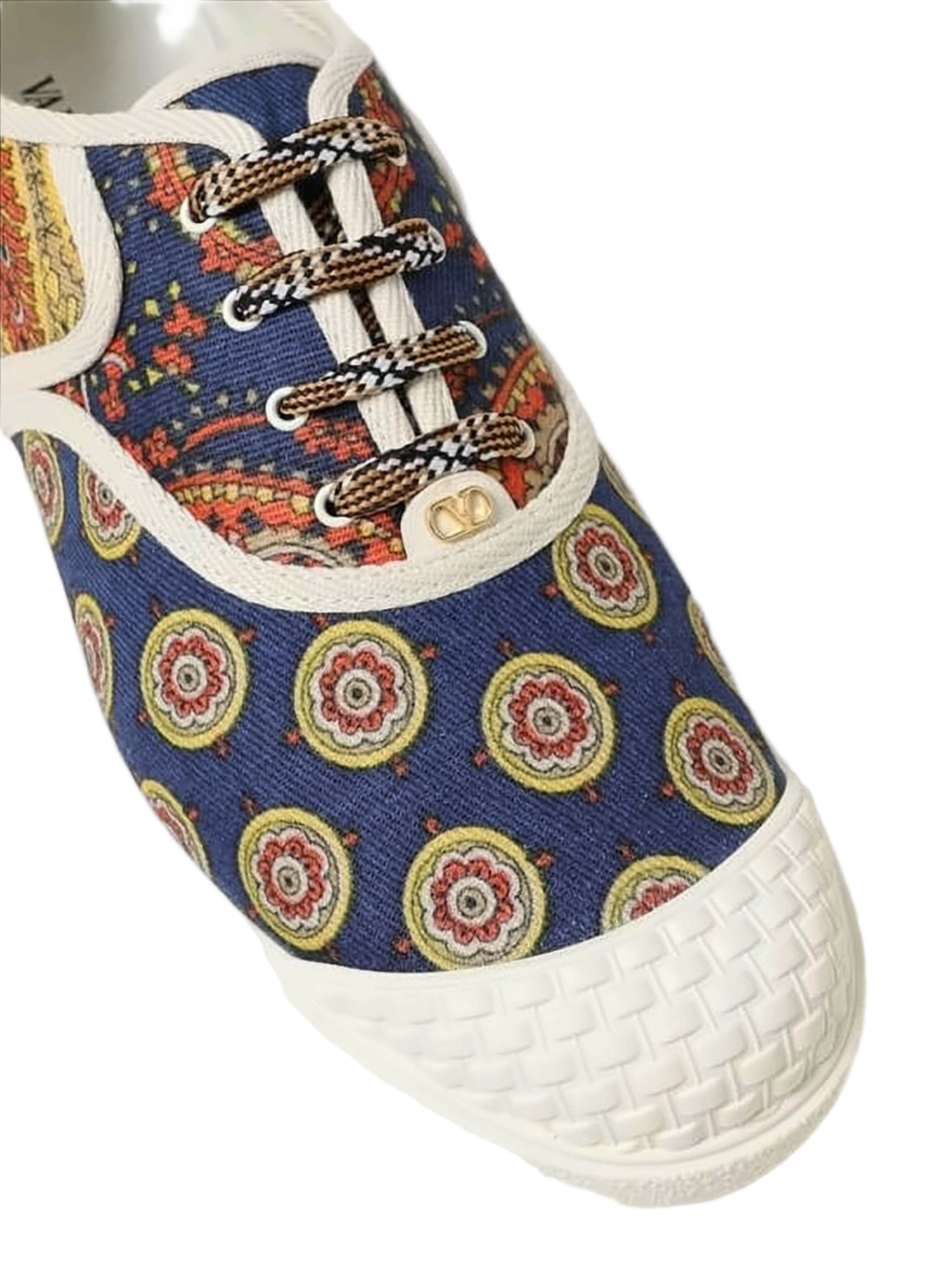 Artistic Patterned Sneakers with Textured Rubber Accents