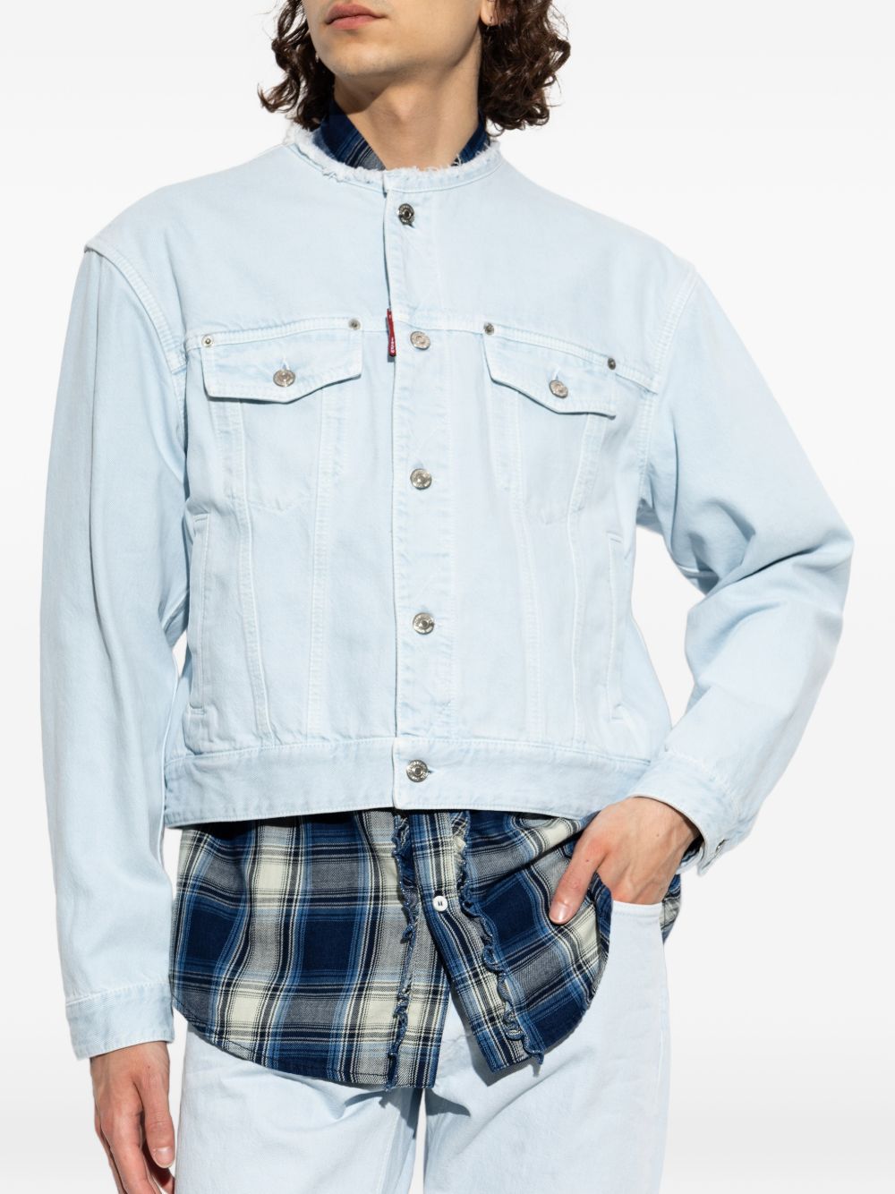 Classic Minimalist Zip Front Denim Jacket