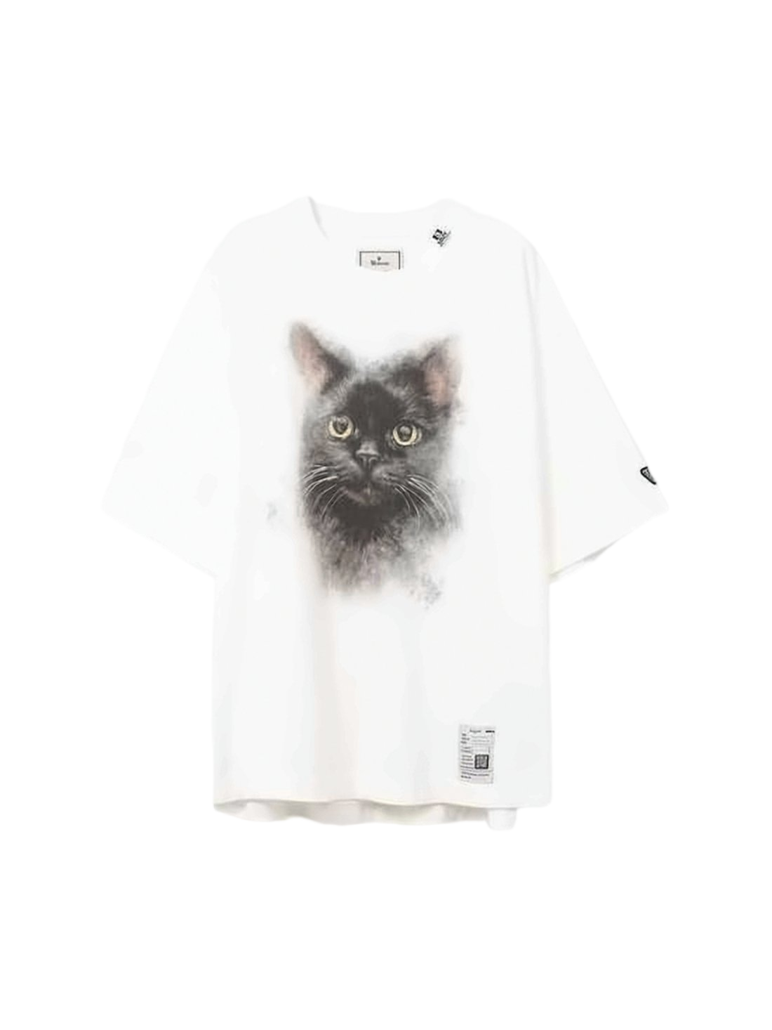 Loose Fit Short-Sleeve T-Shirt with Cat Graphic