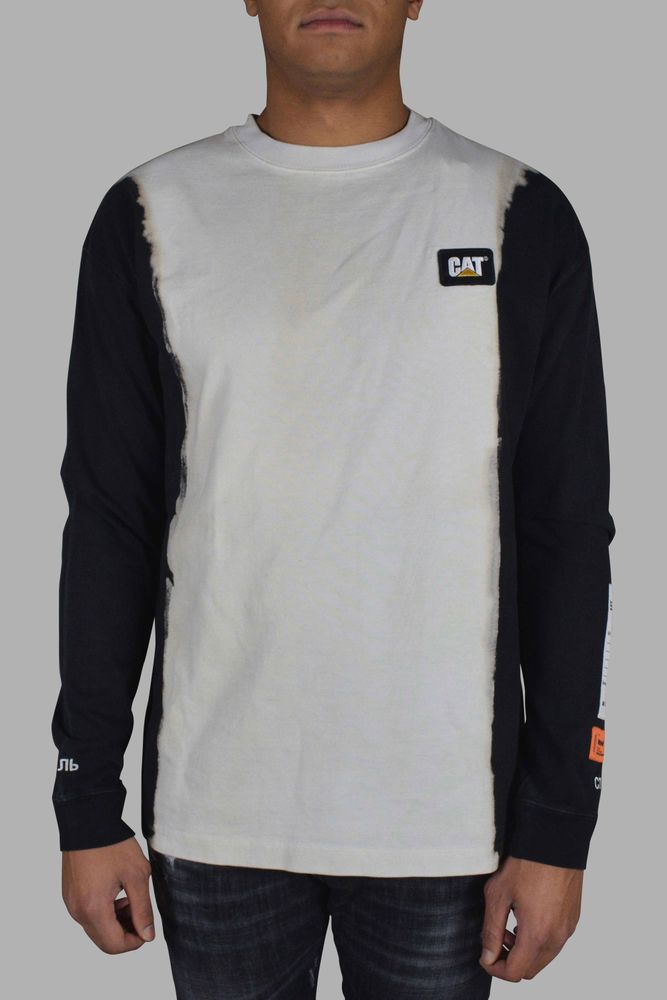 Two-Tone Long Sleeve T-Shirt With Embroidered Logos