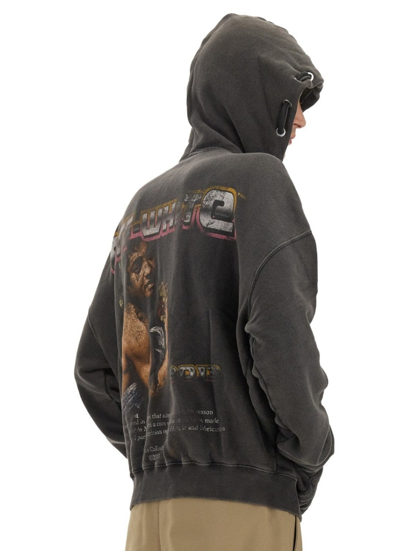 Graphic Print Hoodie With Artistic Back Design