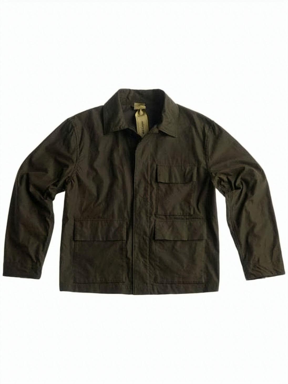 Boxy Long-Sleeve Green Shirt with Utility Pockets