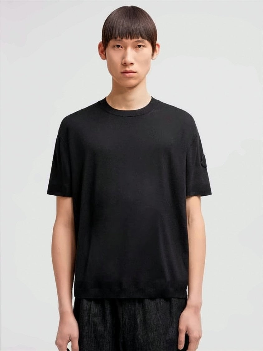 Short-Sleeved Cotton-Silk Blend Sweater With Minimalist Design