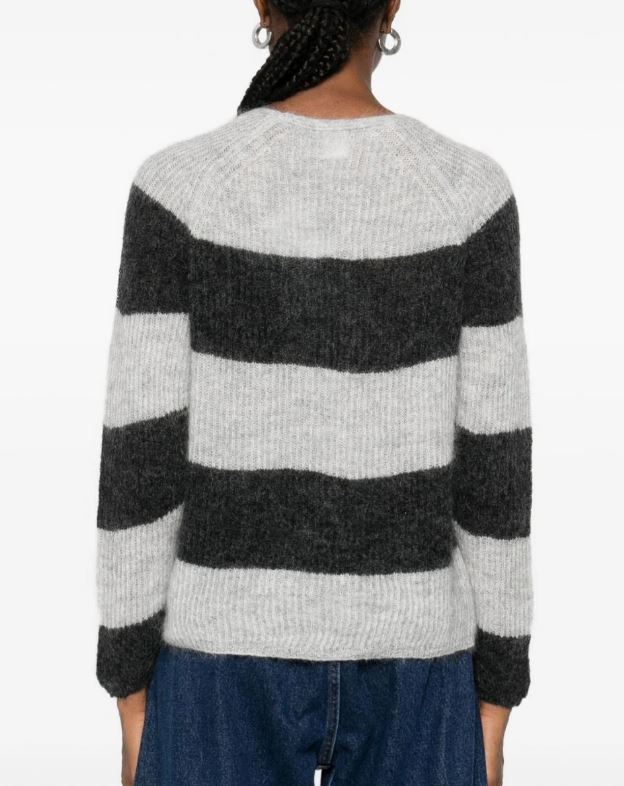 Mohair Yarn Sweater with V-Neck