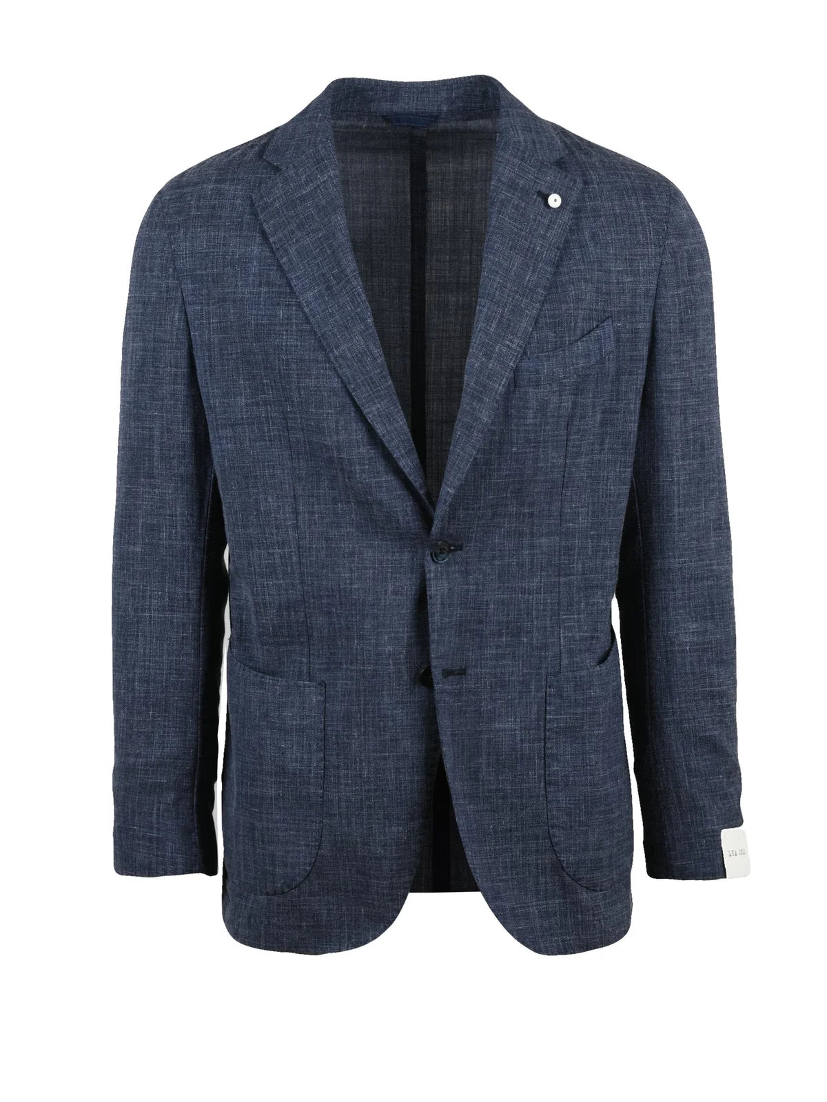 Blue Wool Linen Polyamide Rounded Jacket