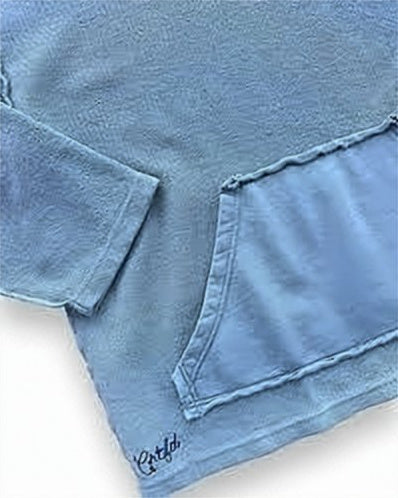 Relaxed Fit Blue Cotton Hoodie With Embroidered Branding