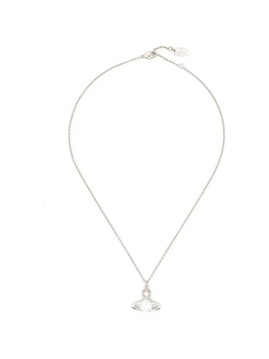 Platinum-Finish Necklace With Celestial Pendant And White Cz