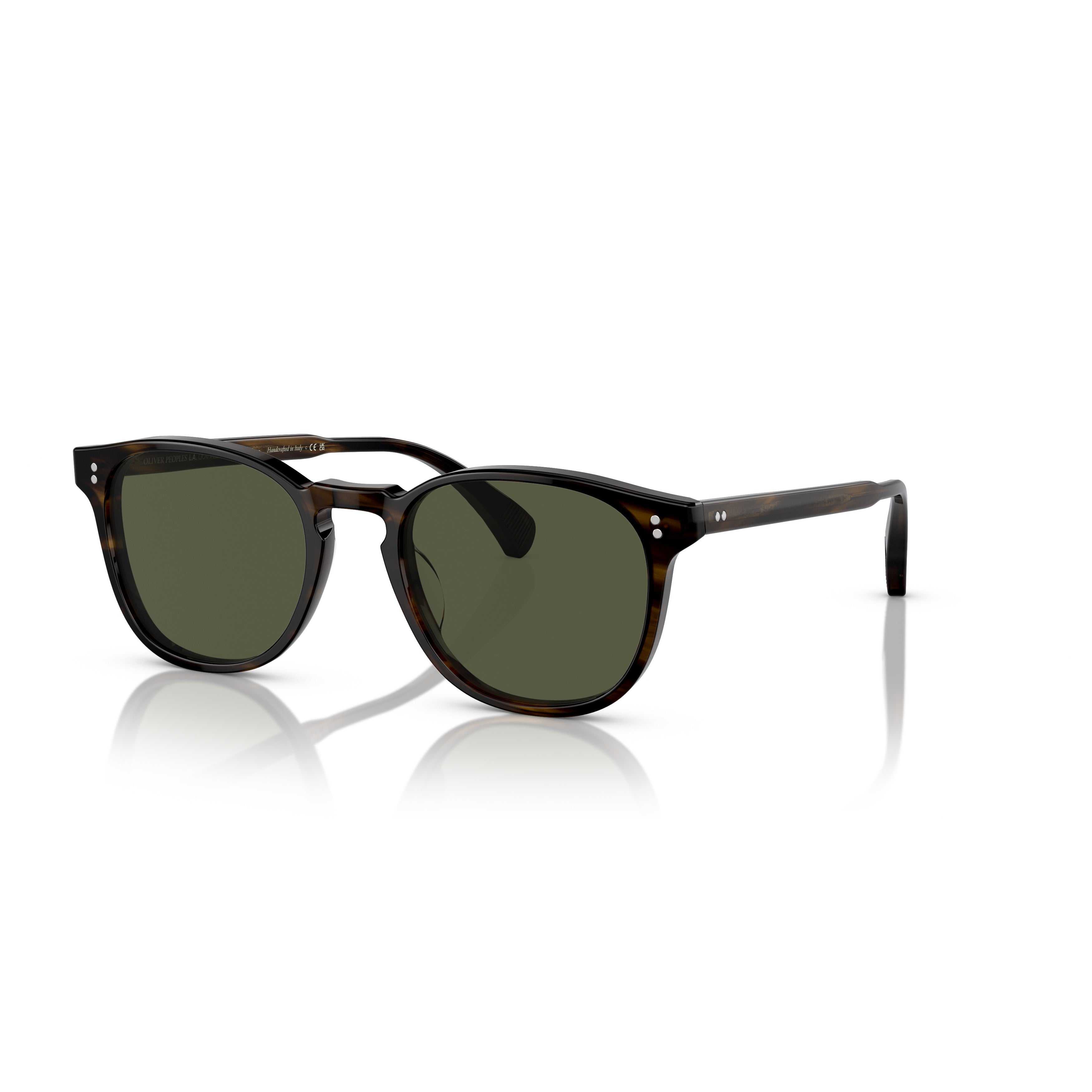 0ov5298su Classic Round Tortoiseshell Sunglasses with Dark Green Lenses