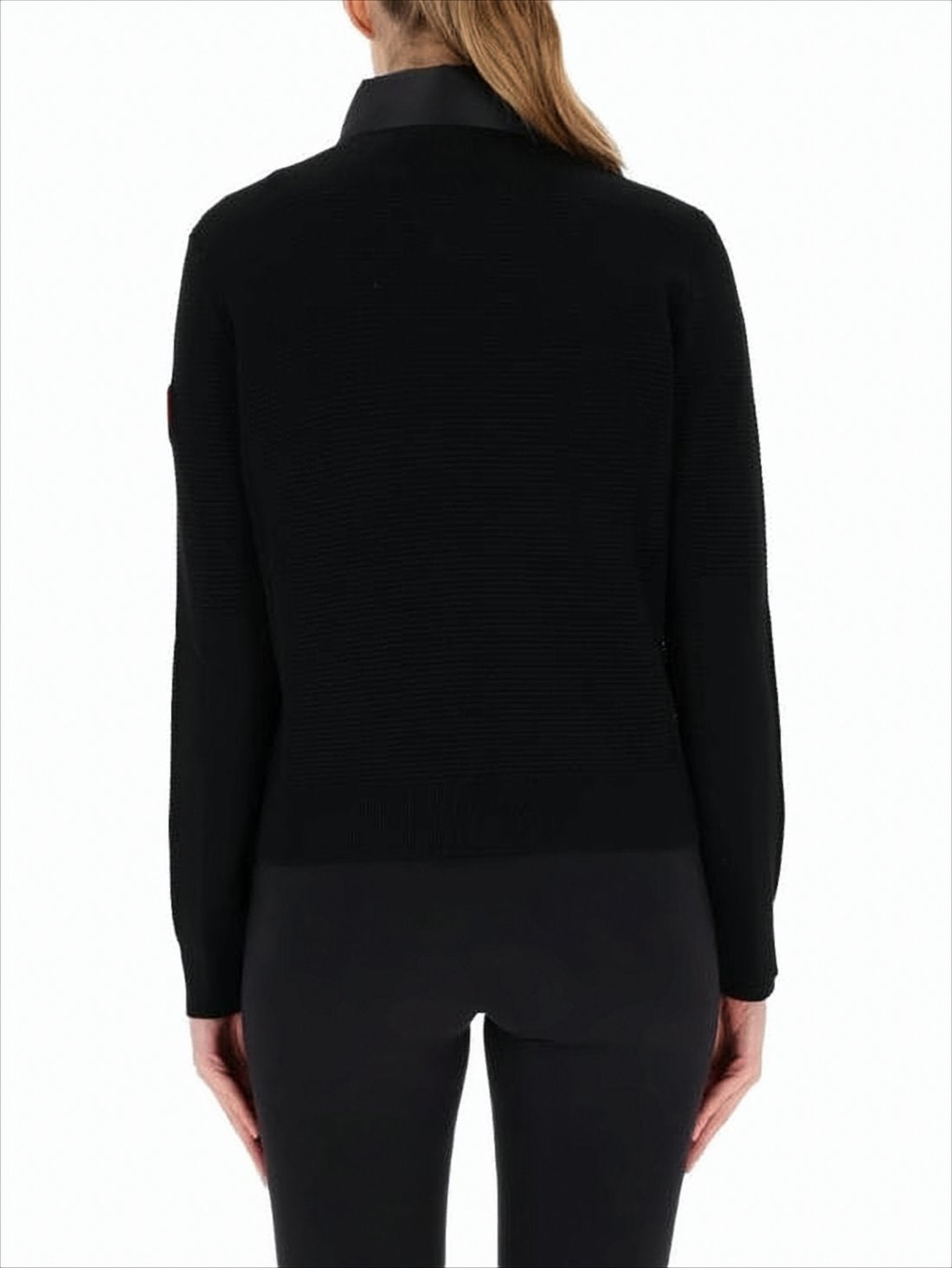 Quilted Black Down Jacket with Knit Back