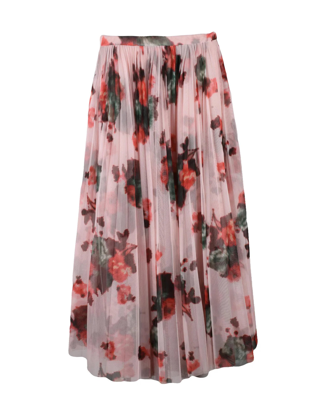 Pink/Green Voile Plissé Polyester Skirt