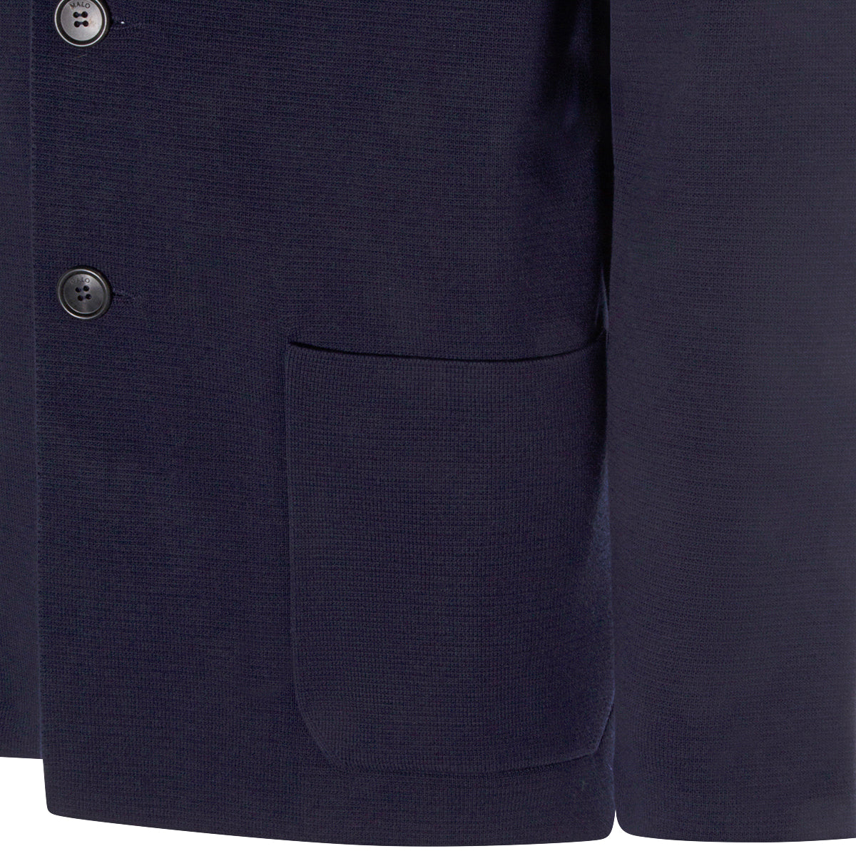 Navy Cotton Blazer With Lapel Collar