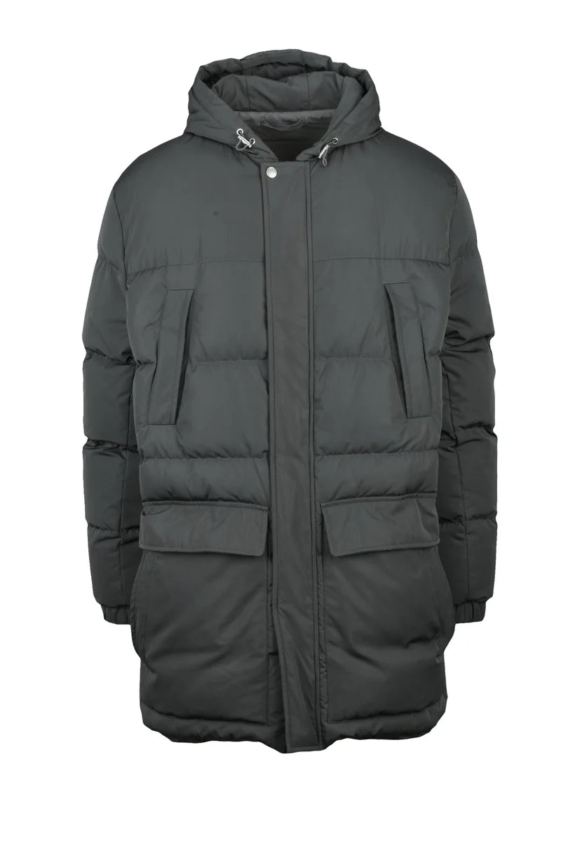Long Down Jacket Polyester - Grey
