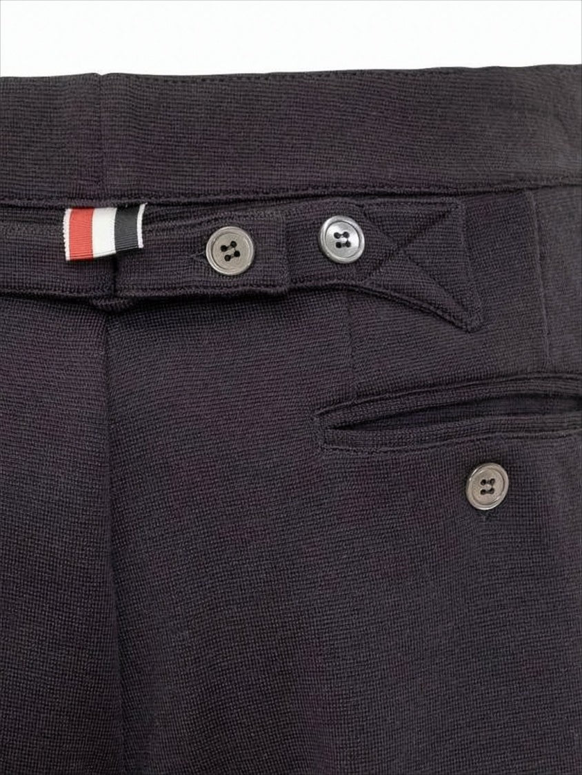 Tailored Wool Shorts with Button Closure and Logo Patch
