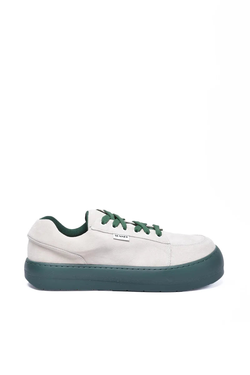 Suede Sneakers - Beige/Green