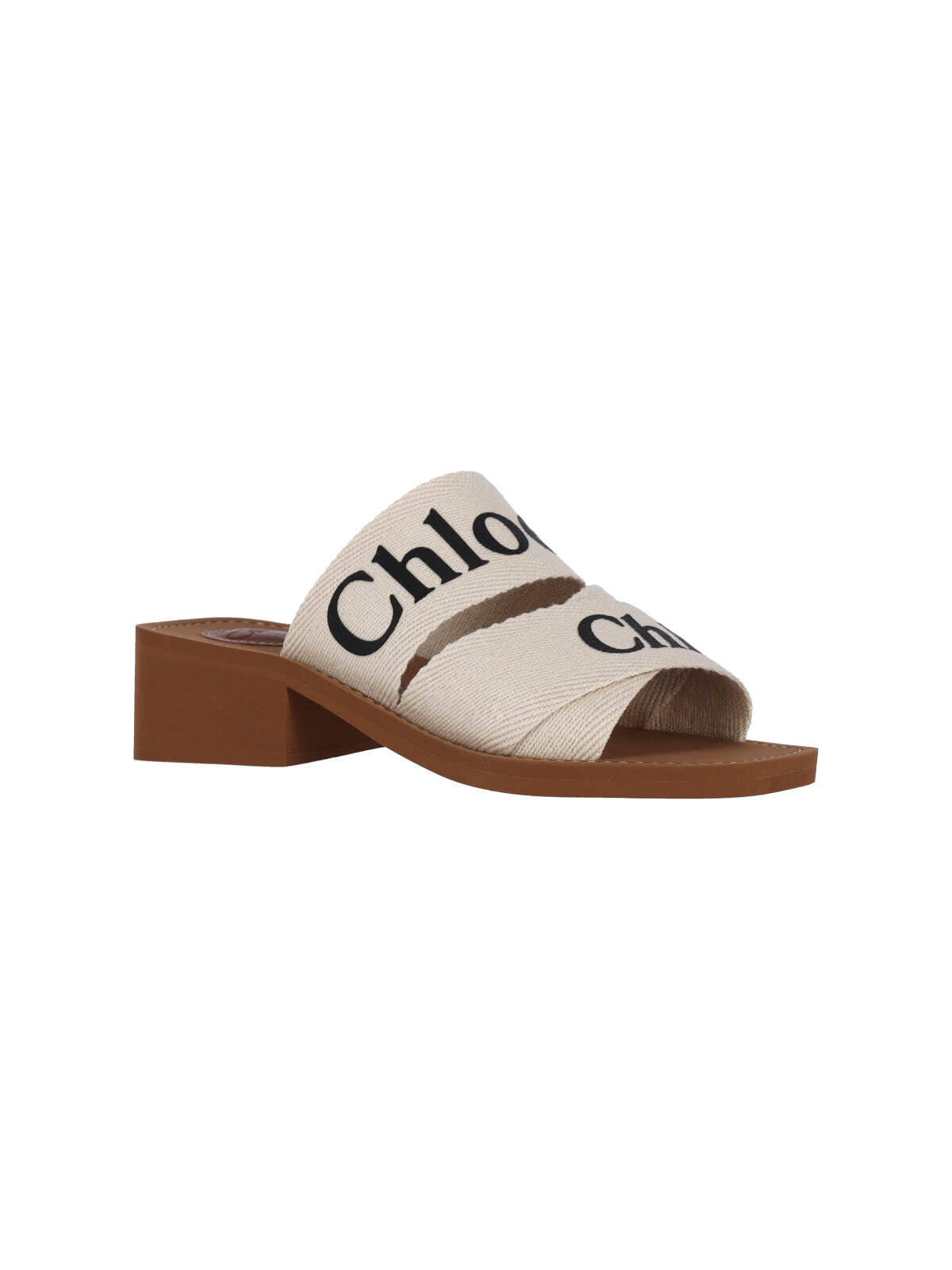 Slip-On Linen Sandals with Contrast Logo Detailing