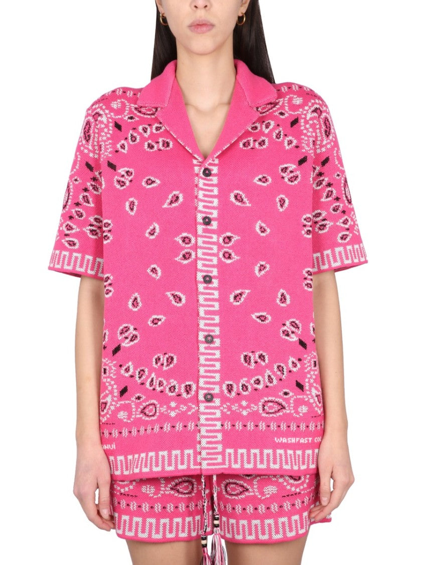 Bandana Print Shirt With Classic Collar
