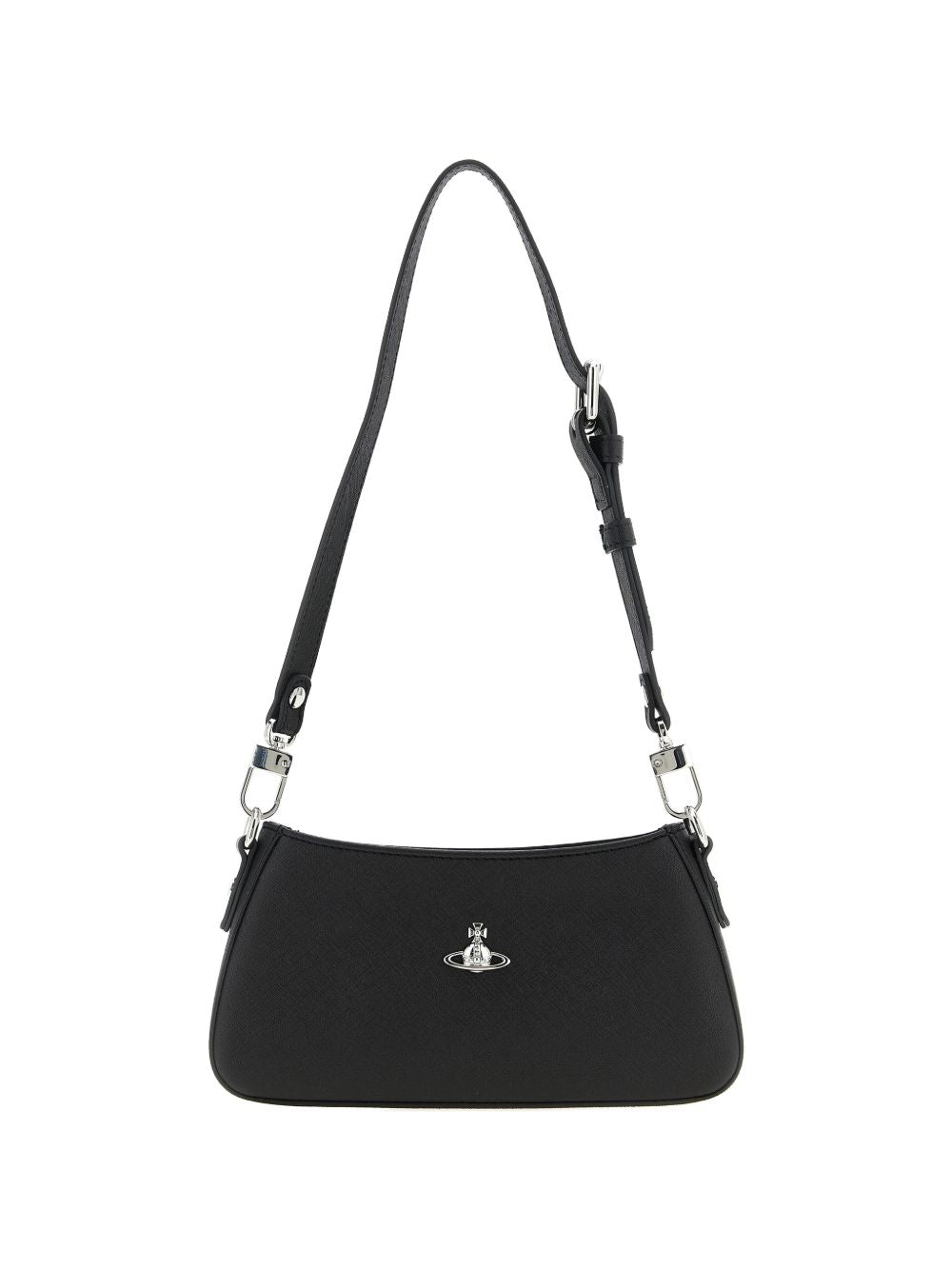 Black Top Zip Adjustable Leather Bag