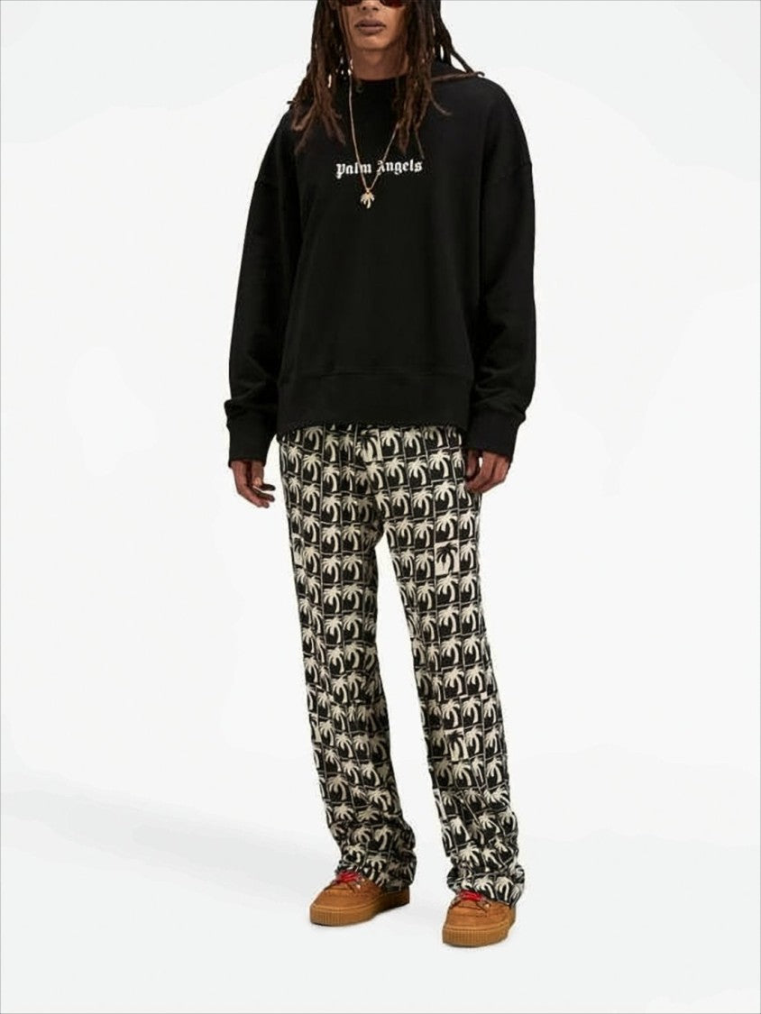 Black Long-Sleeve T-Shirt with Gothic Logo