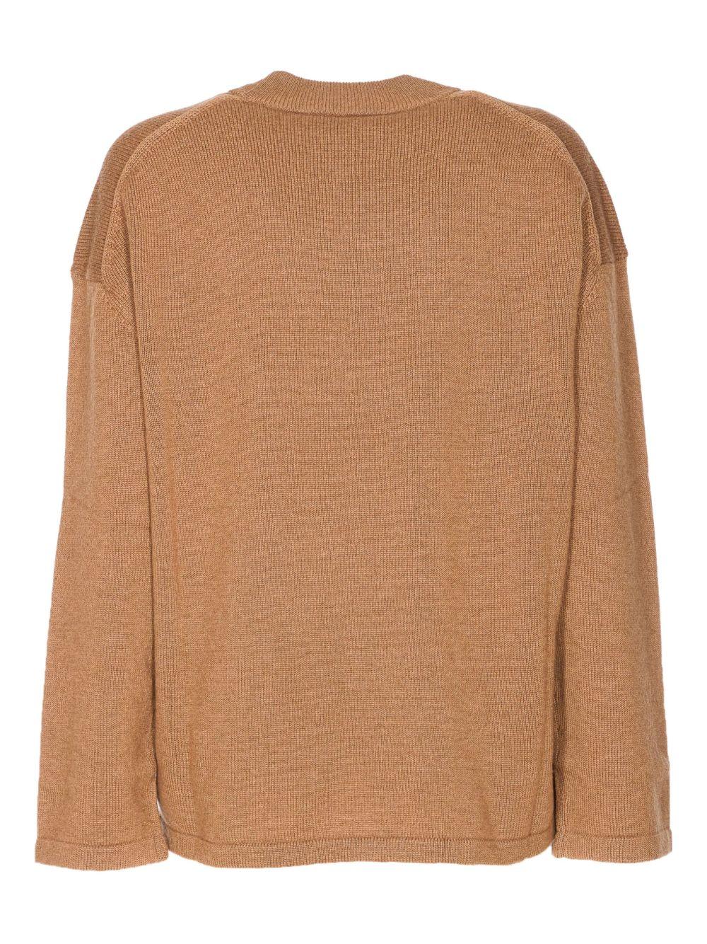 Fluid Camel Knit Sweater With Ribbed Texture