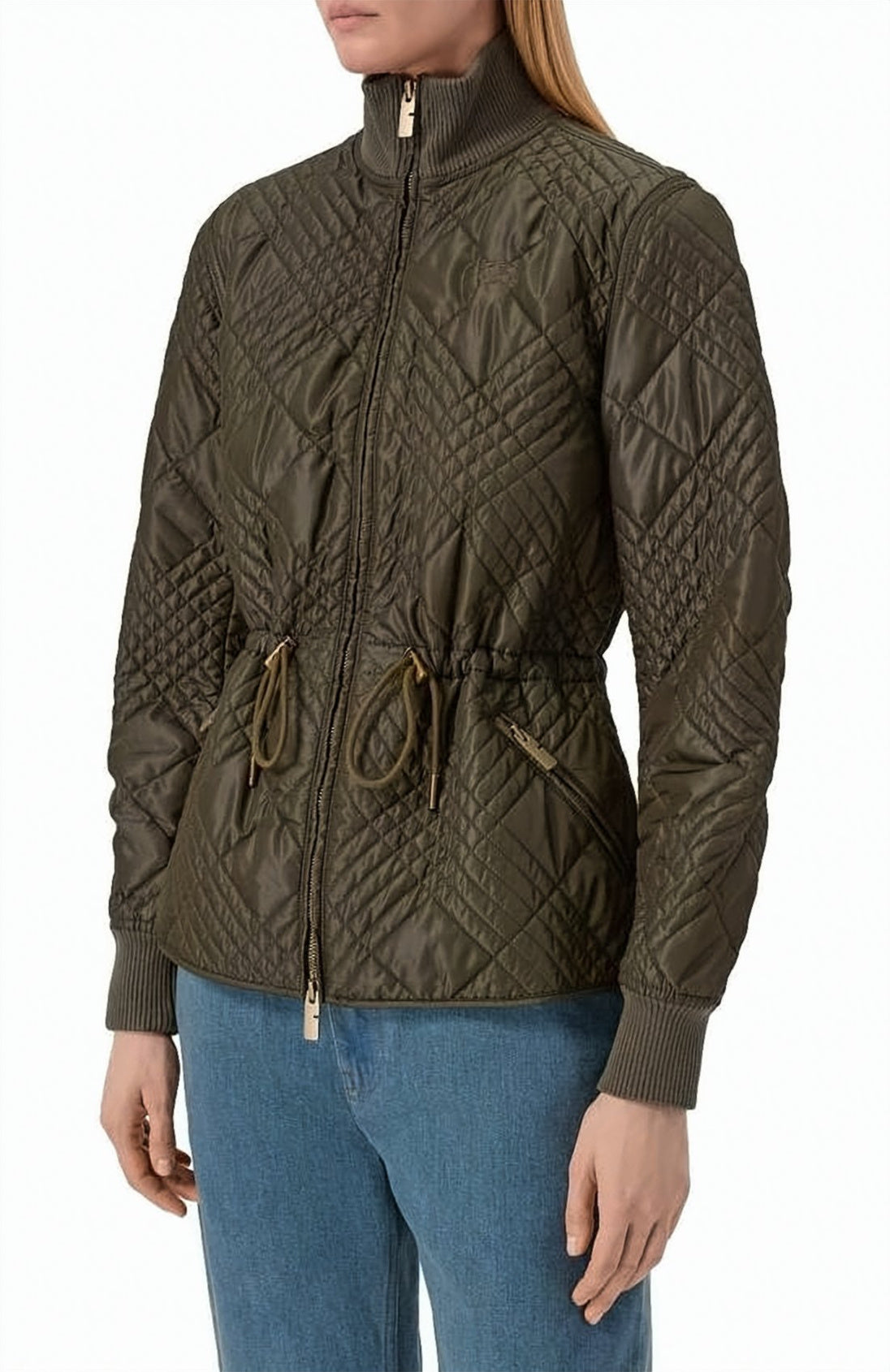 Quilted Brown Jacket with Adjustable Waist