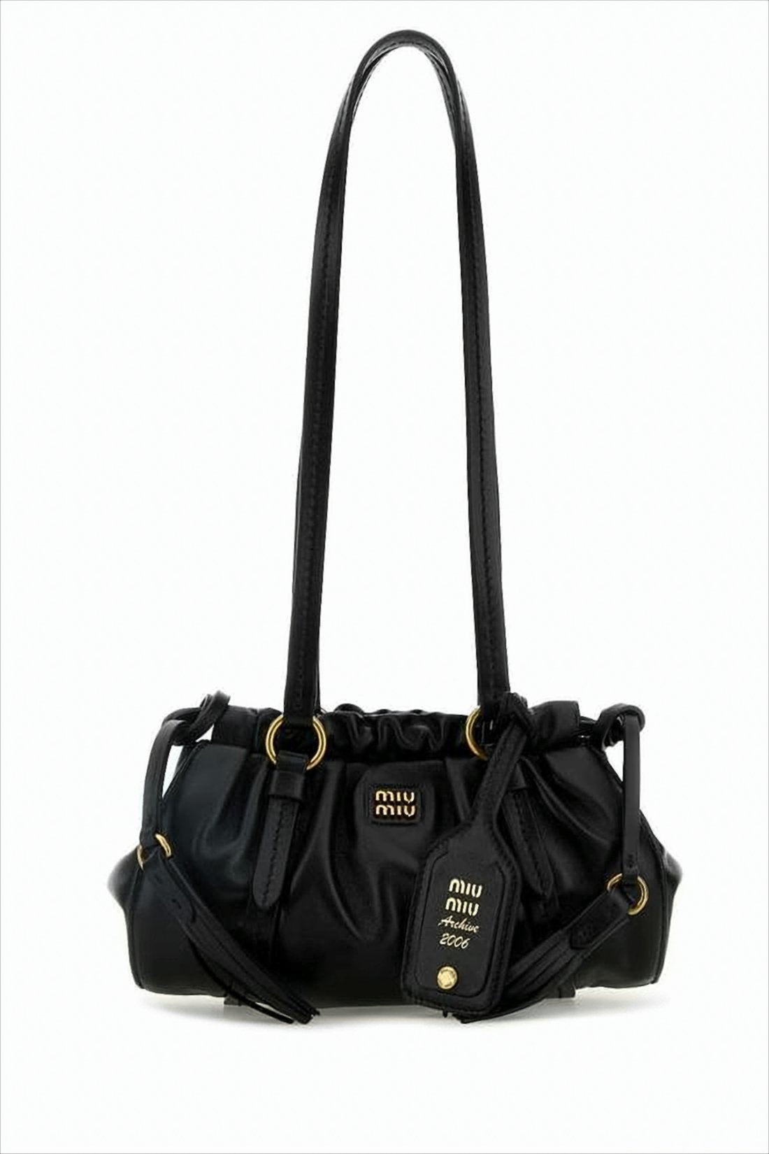 Ruched Lambskin Leather Shoulder Bag